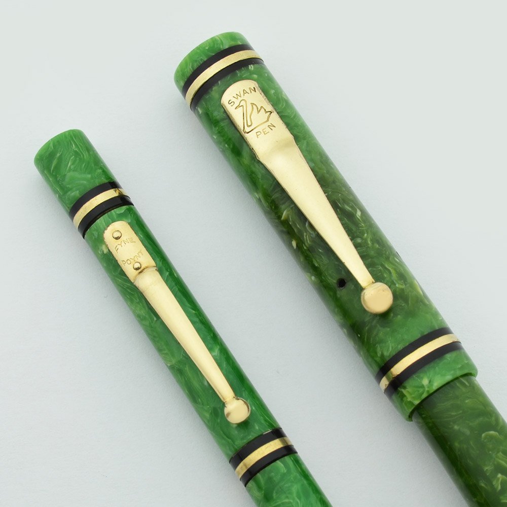 ヴィンテージ Mabie Todd Swan 3130ーフレックスnib Mabie Todd Swan Black Bird Mottled Grey & Red – 14k Semi